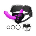 ARNÉS VICTORIANO CON DILDO DOBLE NEGRO PARA PEGGING